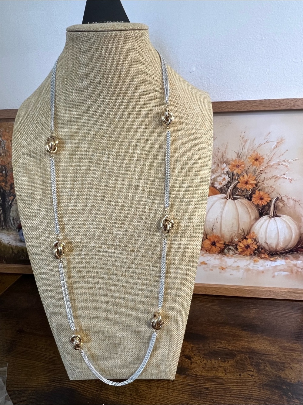 Lane Bryant Silver Multi-Strand Necklace with Gold Knot Stations